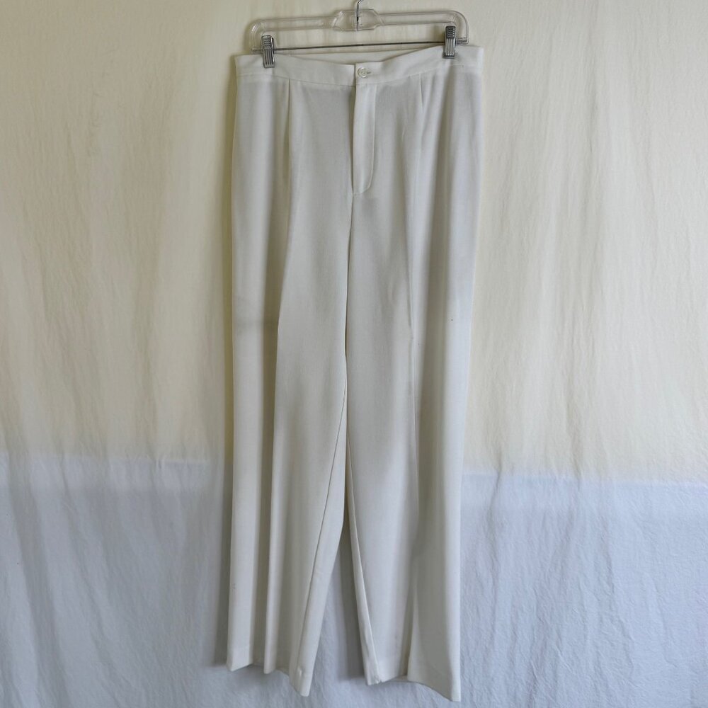 Bob Mackie Wearable Art Jacket & Pant Set Women's Size L Off White Embroidered - Picture 7 of 15